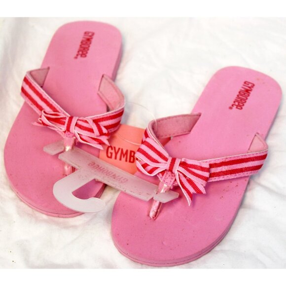 2006 Gymboree Tutti Fruity Flip Flips sz 13/1 Summer Pink Stripes Bow Pool Beach - Picture 1 of 5